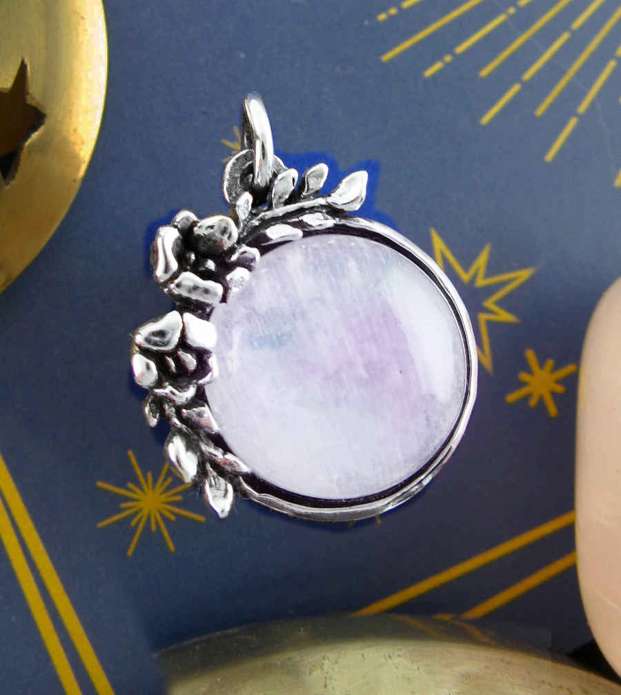 Versatile Design Fantastic Jewelry Floral Vines Moonstone Cabochon Pendant, Handmade