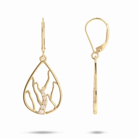 Bright design Ko?olau Waterfall Earrings in Gold with Diamonds - 21mm