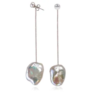 White Baroque Freshwater Pearl 'Build Your Own' Long Drop Earring