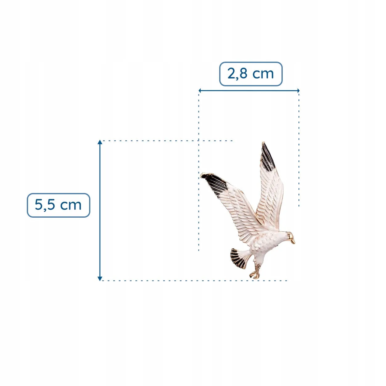 White eagle - brooch with a bird