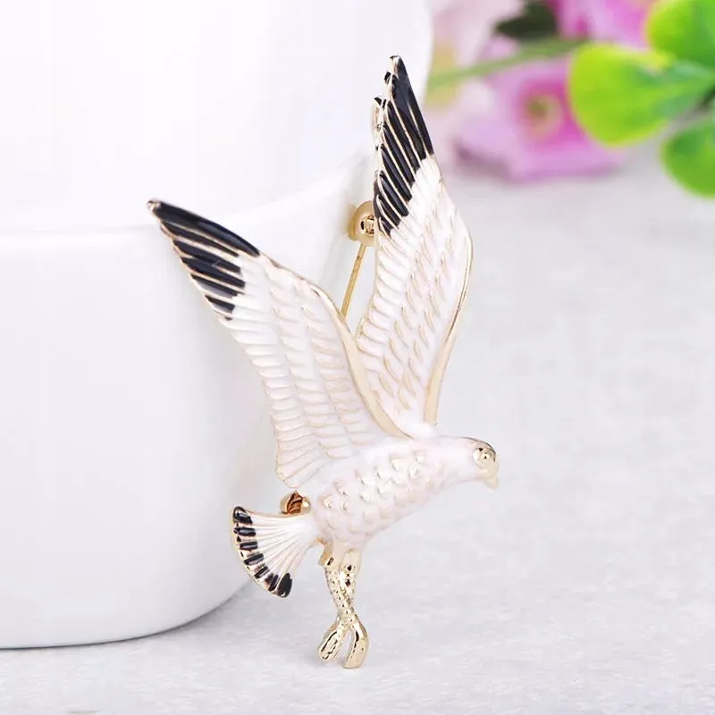 White eagle - brooch with a bird