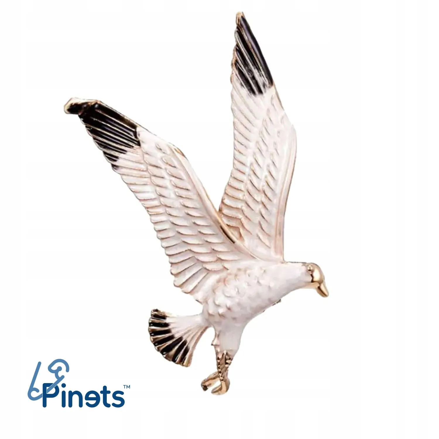 White eagle - brooch with a bird