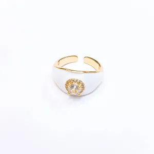 White Enamel Adjustable Ring