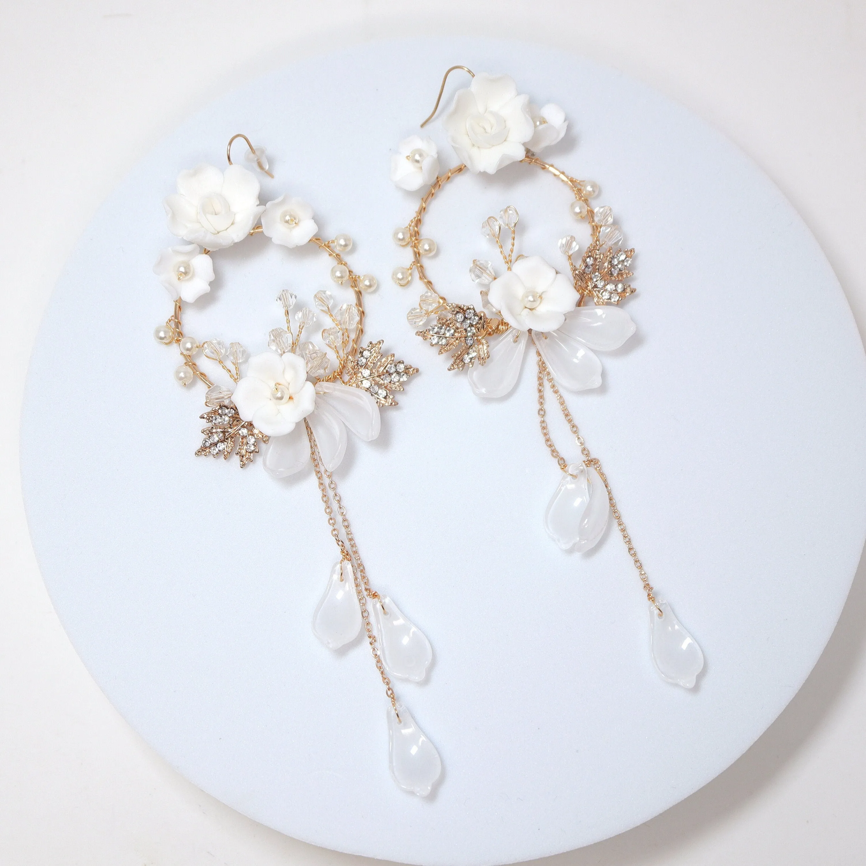 White Floral Vine Chandelier Earrings, Long Bridal Jewelry Bridal Earrings Crystal Bridal Earrings Statement Earrings Cz