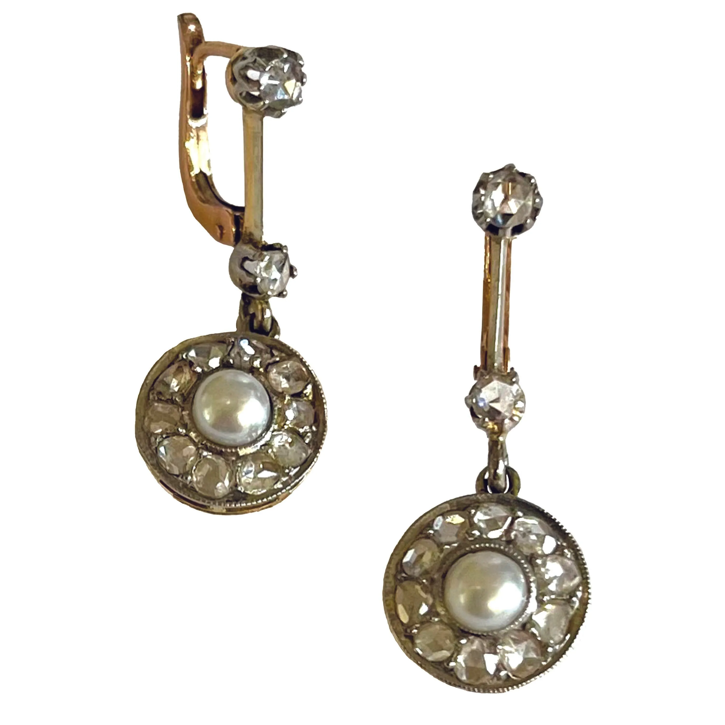 White Freshwater Pearl & Diamond Belle Epoque Drop Earrings