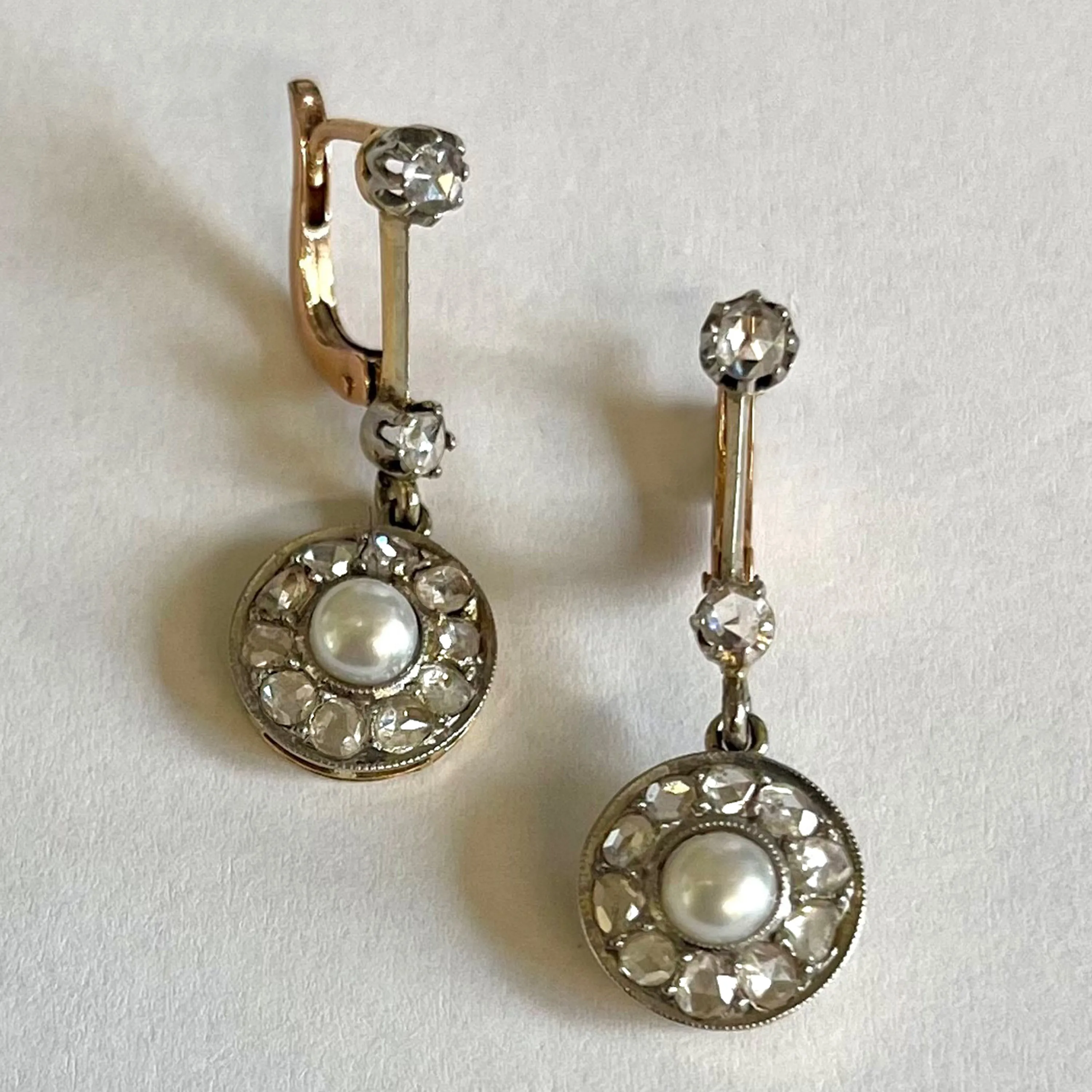 White Freshwater Pearl & Diamond Belle Epoque Drop Earrings