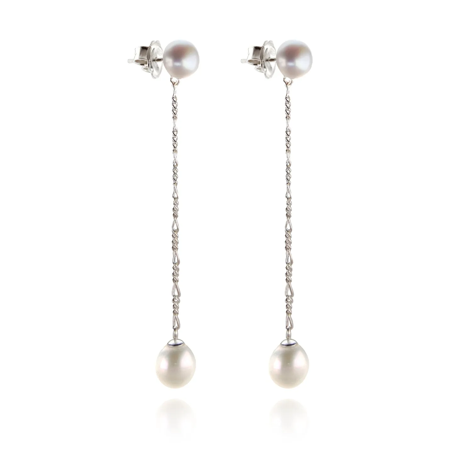 White Freshwater Pearl 'It's A Long Story' Drop Earrings
