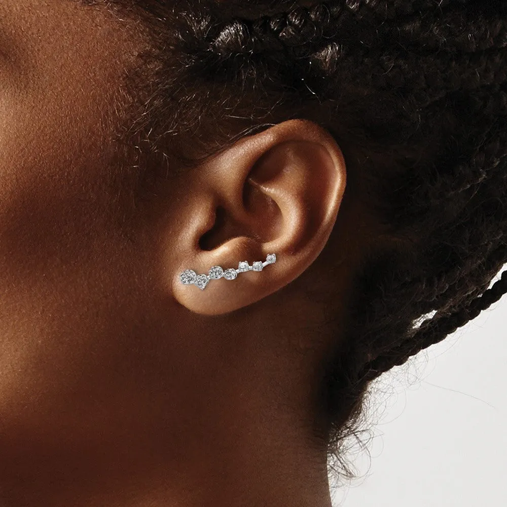 White Gold Diamond Ear Climber Earrings - Model EM4154-050-WA