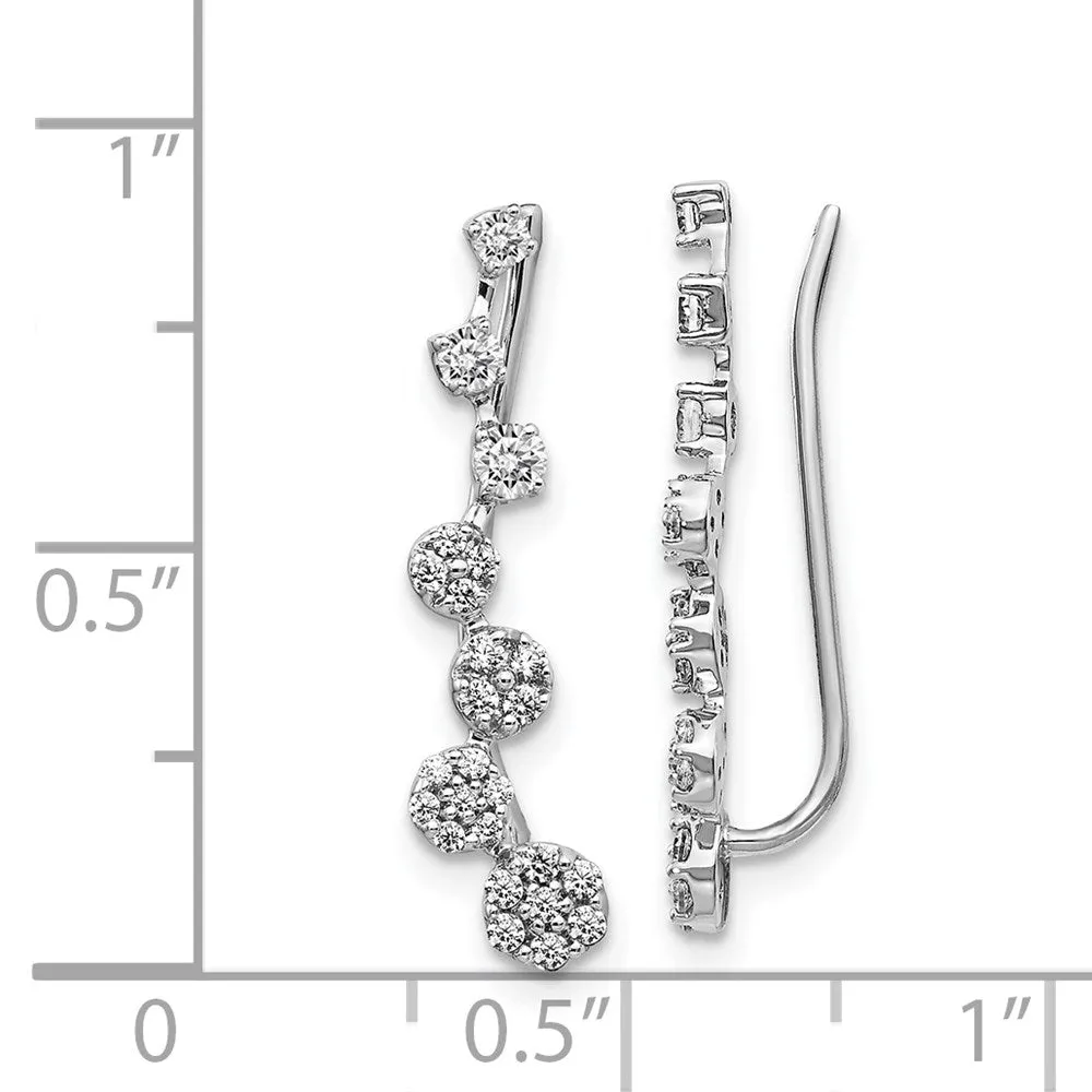 White Gold Diamond Ear Climber Earrings - Model EM4154-050-WA