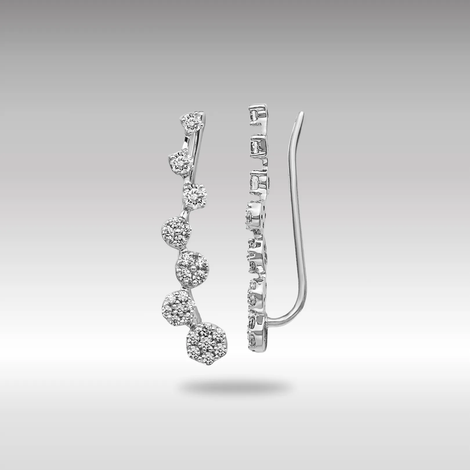 White Gold Diamond Ear Climber Earrings - Model EM4154-050-WA