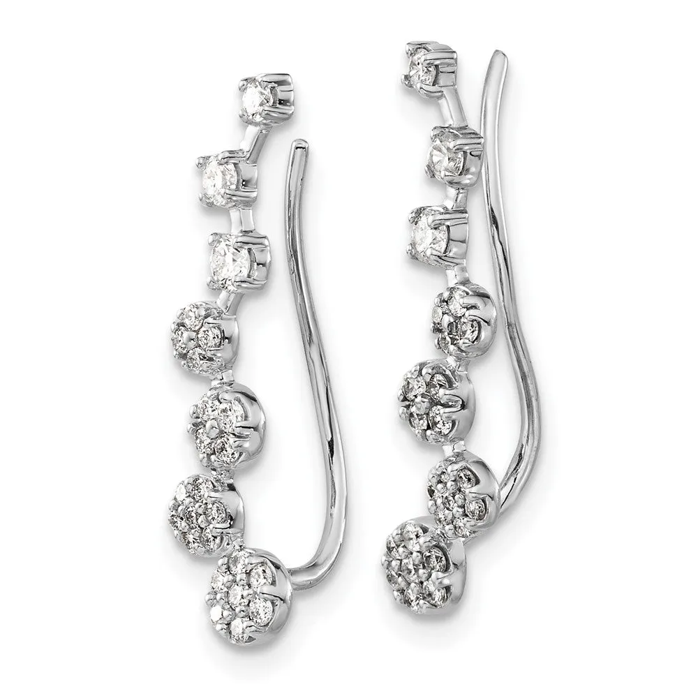 White Gold Diamond Ear Climber Earrings - Model EM4154-050-WA