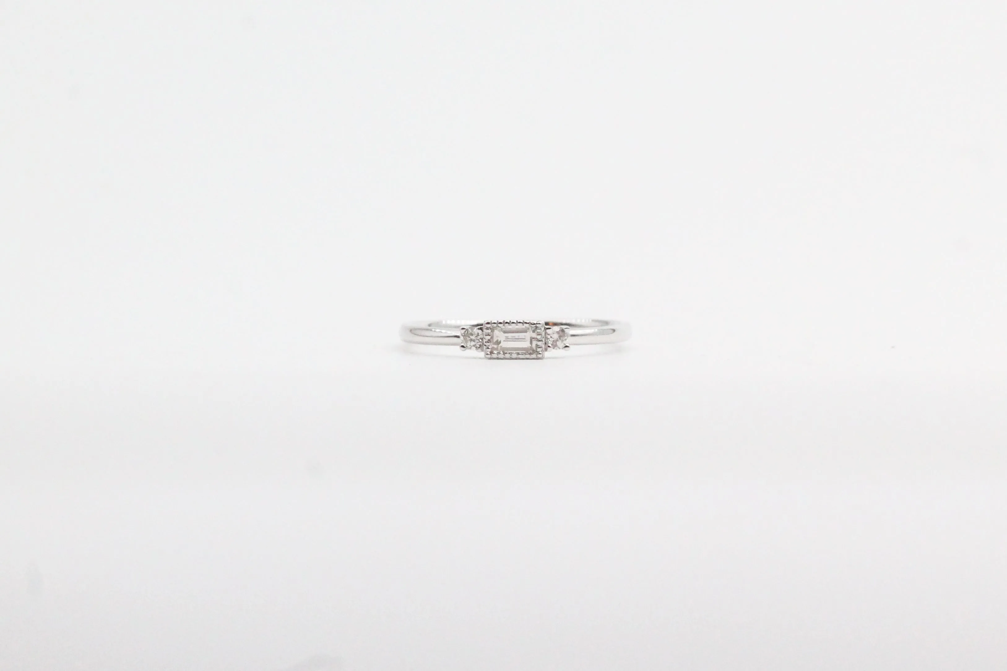 White Gold Three Stone Bezel Diamond Ring