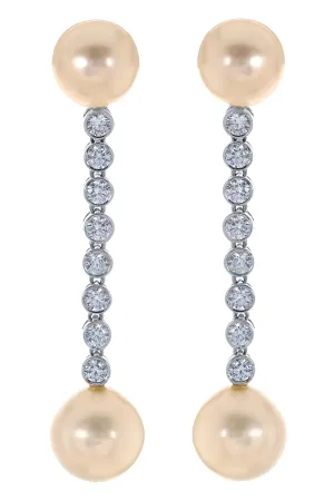 White Pearl Bezel Drop Earrings