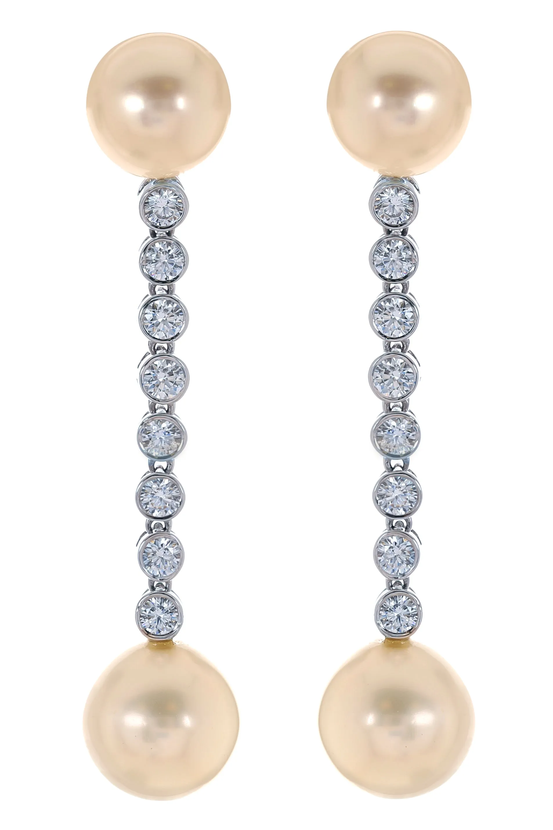 White Pearl Bezel Drop Earrings