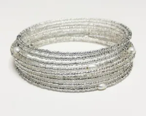 White Seed Bead Glam Bracelet