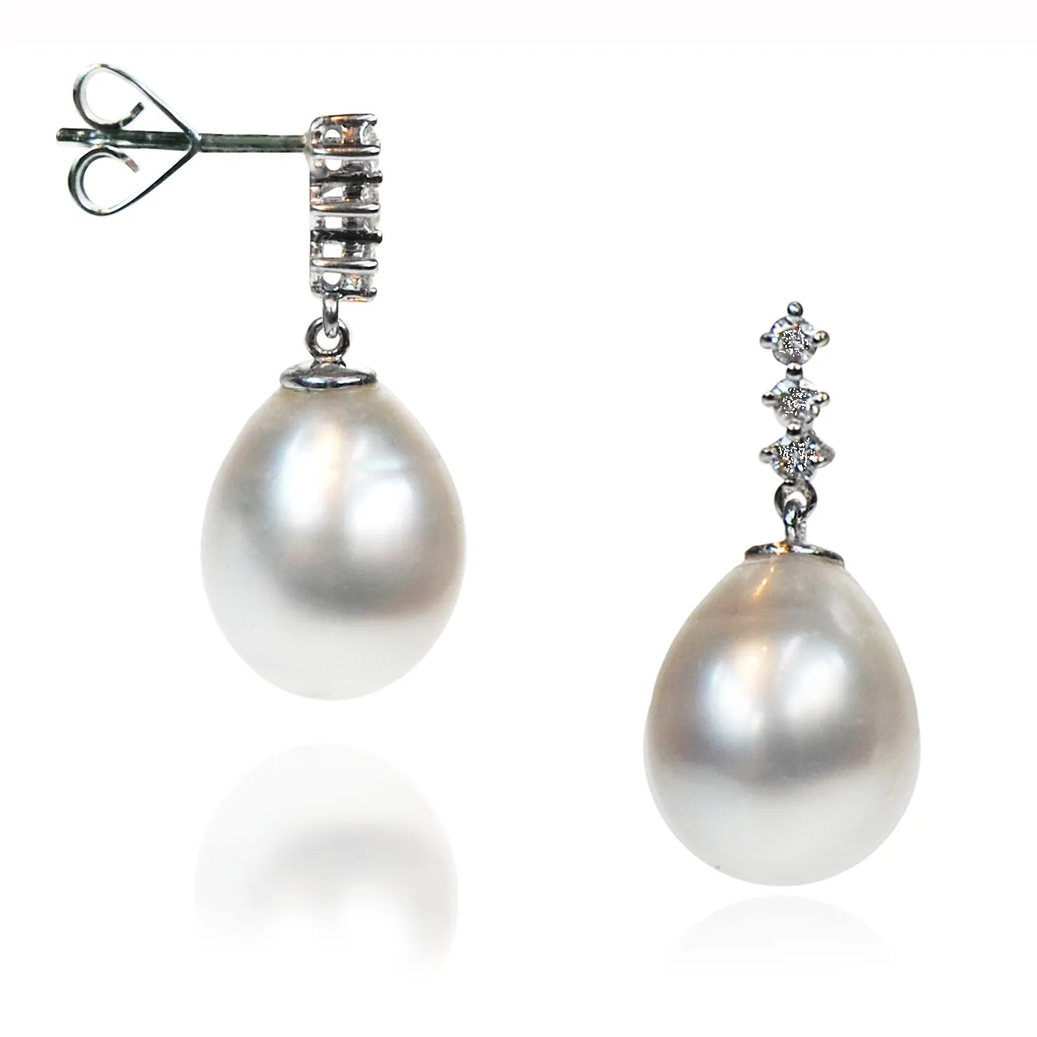 White South Sea Pearl & Diamond 'Tsarina' Drop Earrings