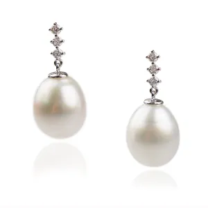 White South Sea Pearl & Diamond 'Tsarina' Drop Earrings