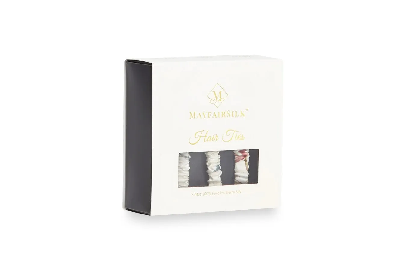 White with Red and Blue Highlights Slim Hair Ties Set