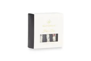 White with Red and Blue Highlights Slim Hair Ties Set