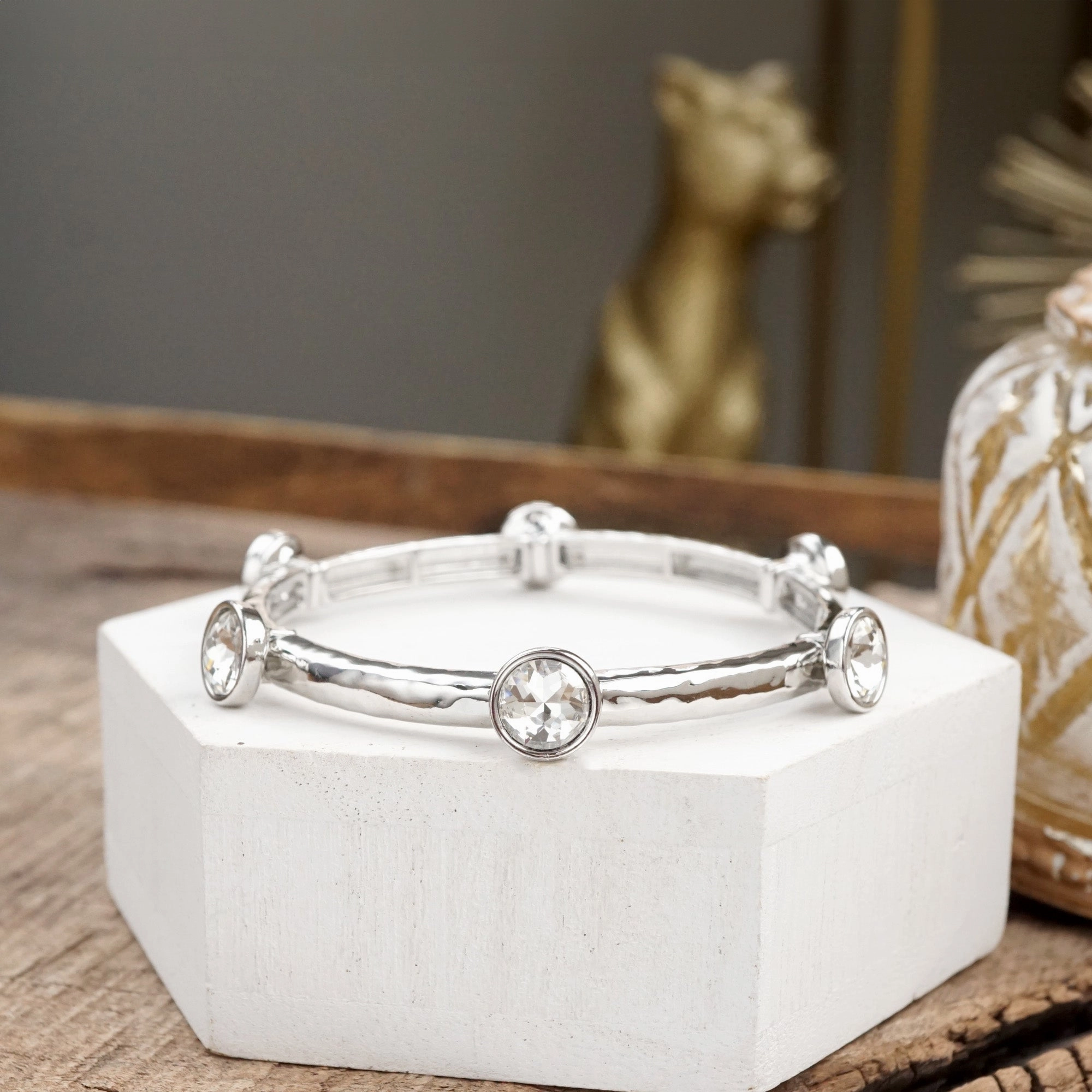 Sparkly clear crystals bangle in Gold Or Silver Tone Trusted Mixes Rosy Combinations