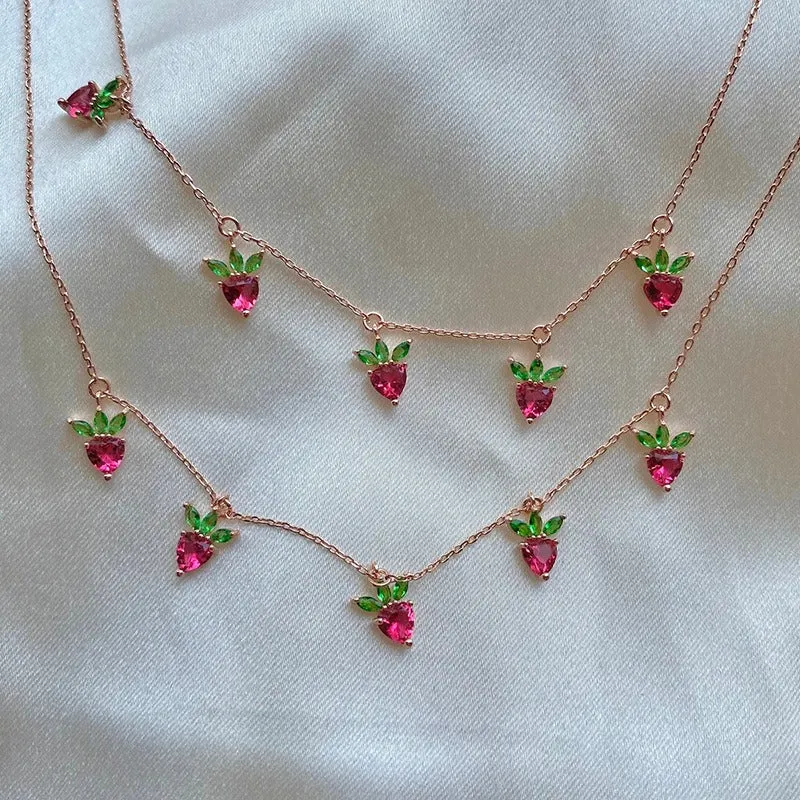 Wholesale Color Crystal Zircon Summer Necklace Collarbone Chain