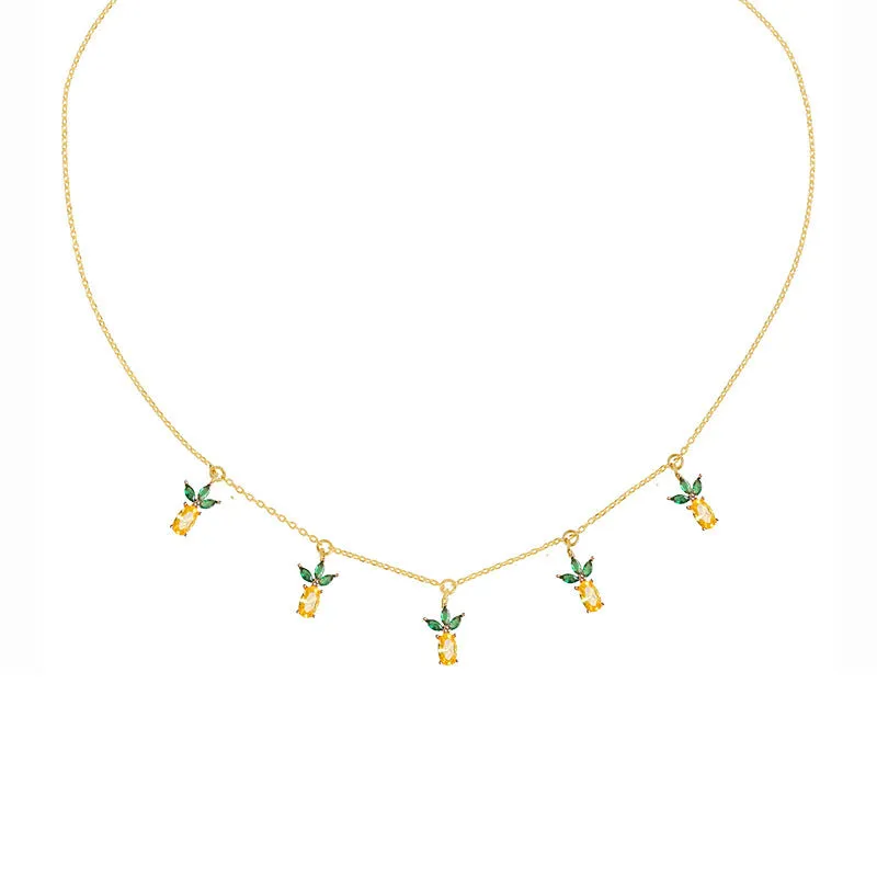 Wholesale Color Crystal Zircon Summer Necklace Collarbone Chain