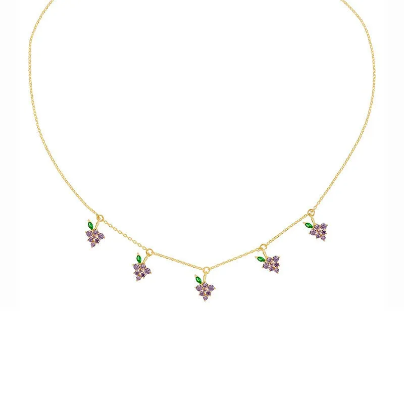 Wholesale Color Crystal Zircon Summer Necklace Collarbone Chain