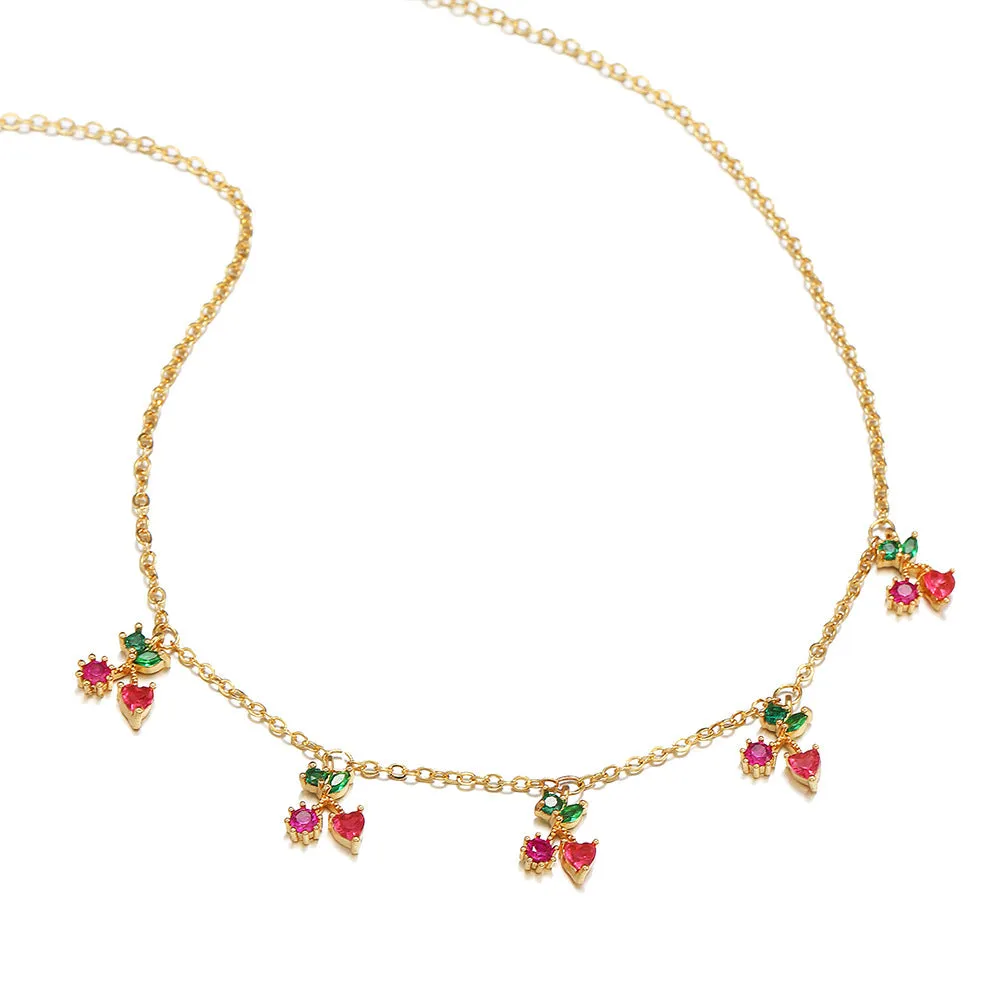 Wholesale Color Crystal Zircon Summer Necklace Collarbone Chain