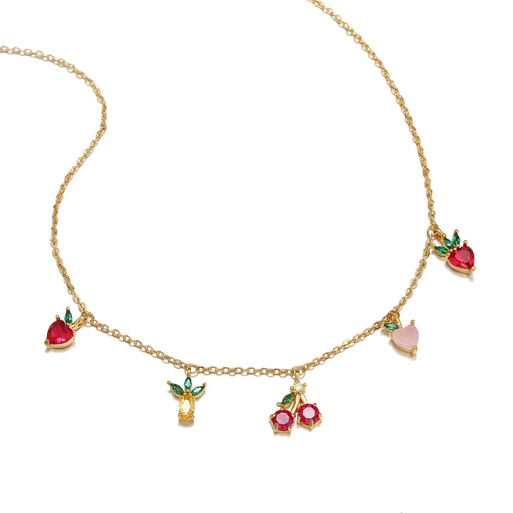 Wholesale Color Crystal Zircon Summer Necklace Collarbone Chain