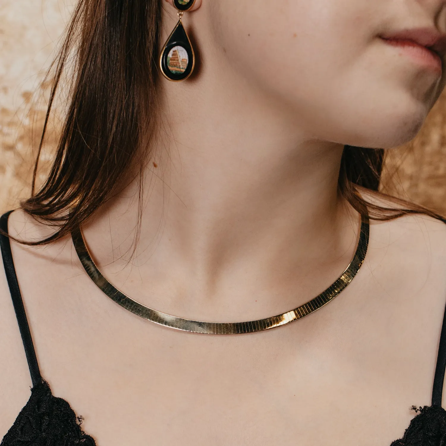 Wide 14k Yellow Gold Omega Chain