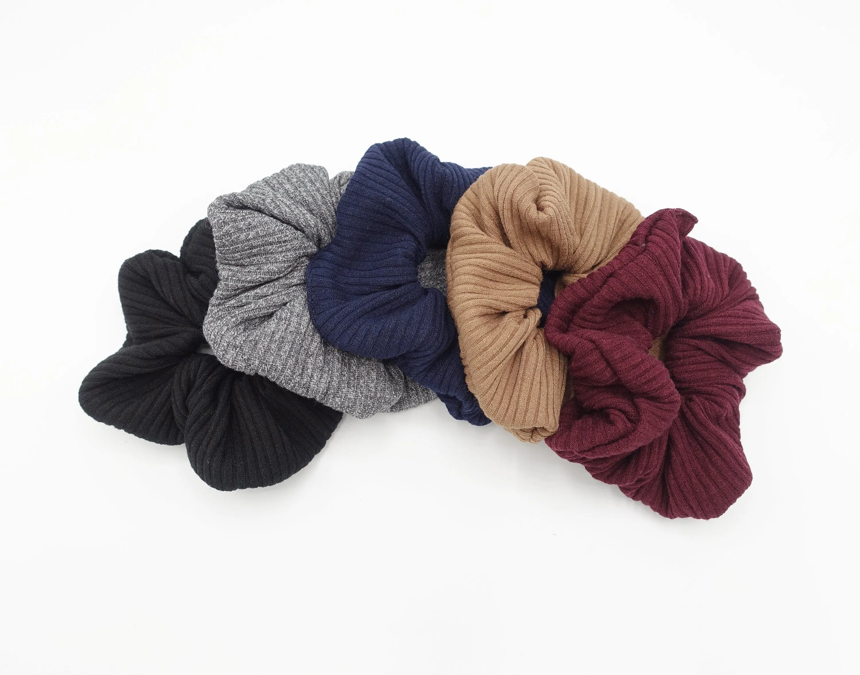 wide corrugated pattern scrunchies Fall Winter hair elastic scrunchy