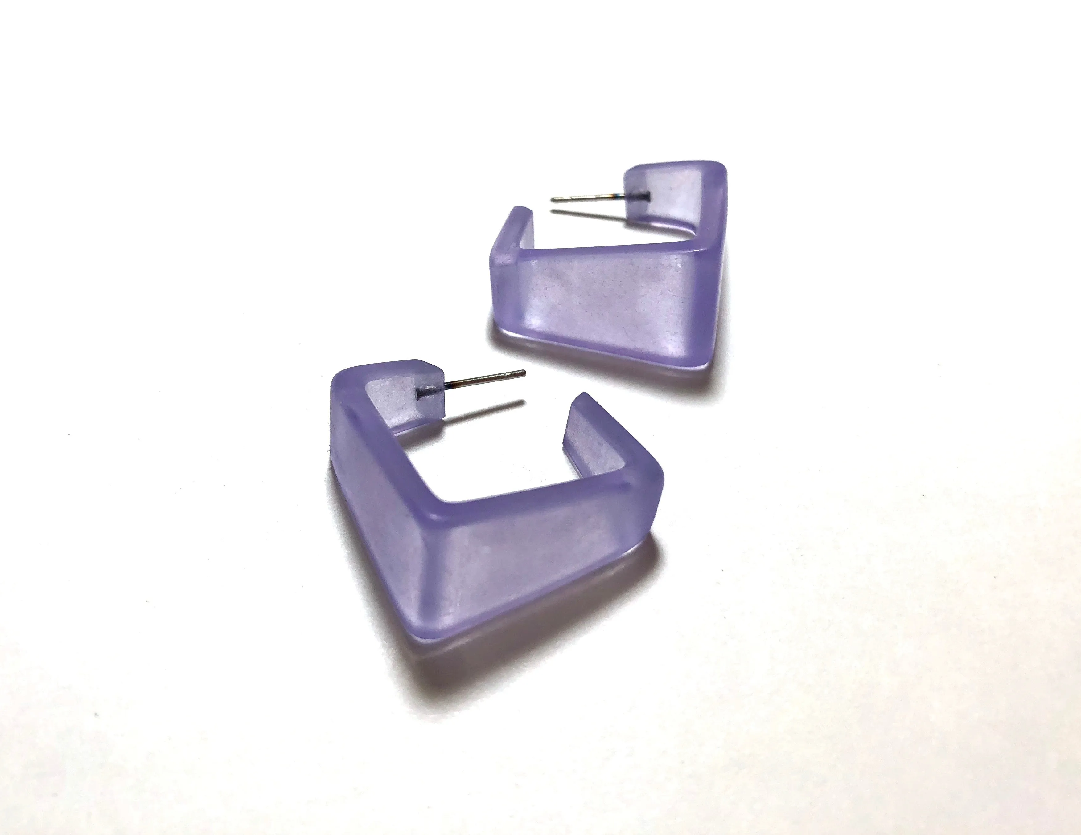 Wide Cubist Frosted Hoop Earrings