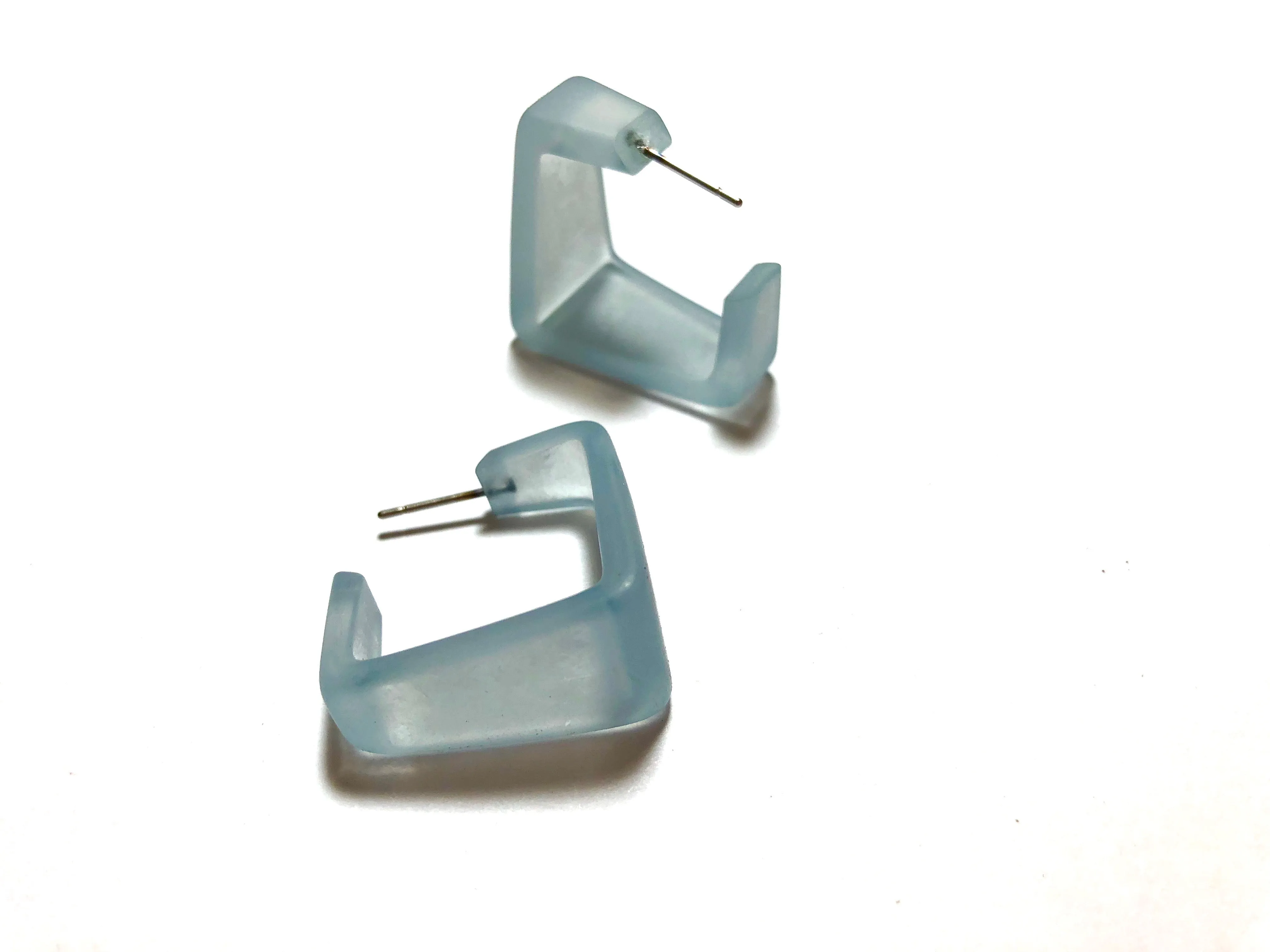 Wide Cubist Frosted Hoop Earrings