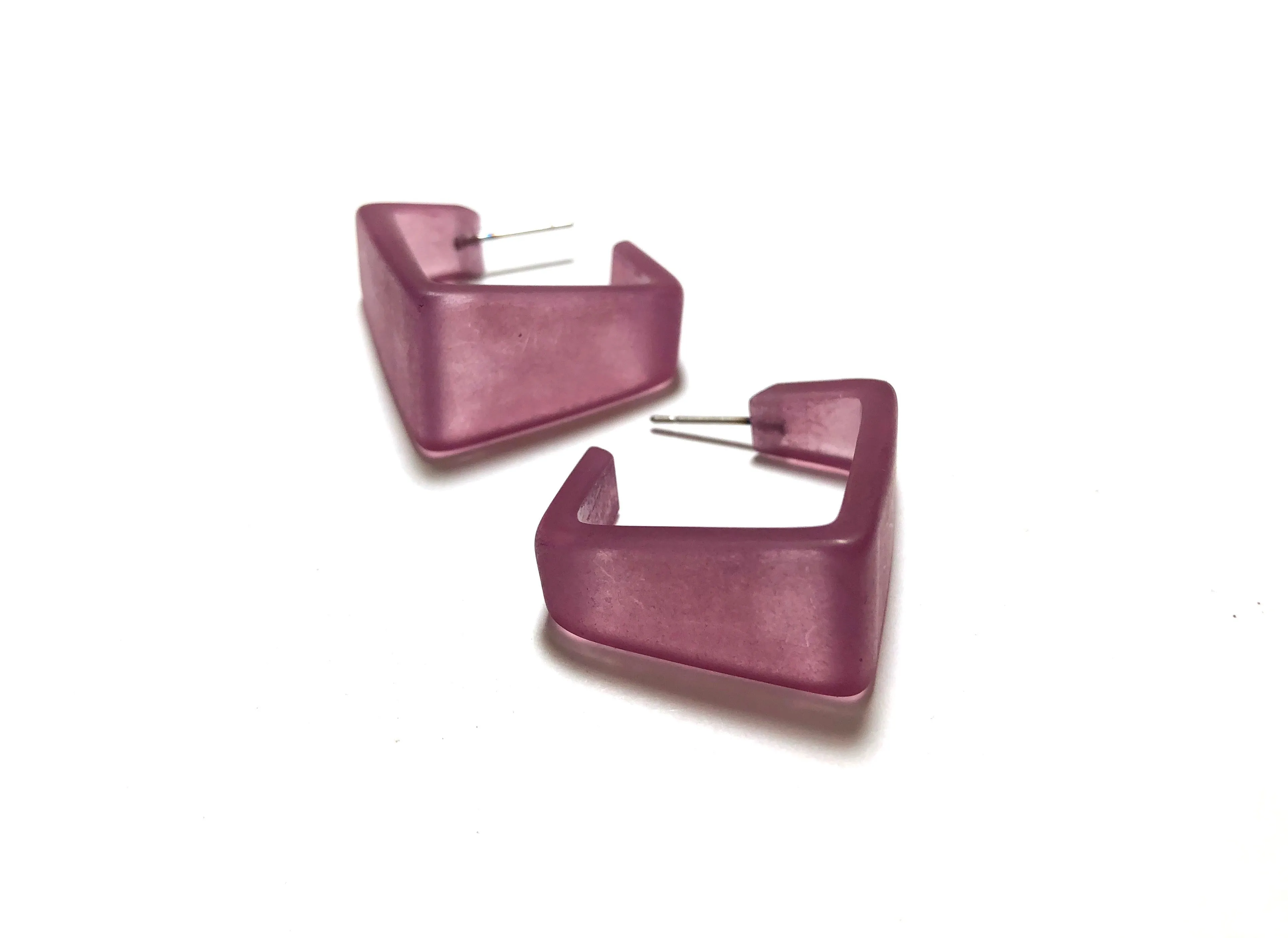 Wide Cubist Frosted Hoop Earrings