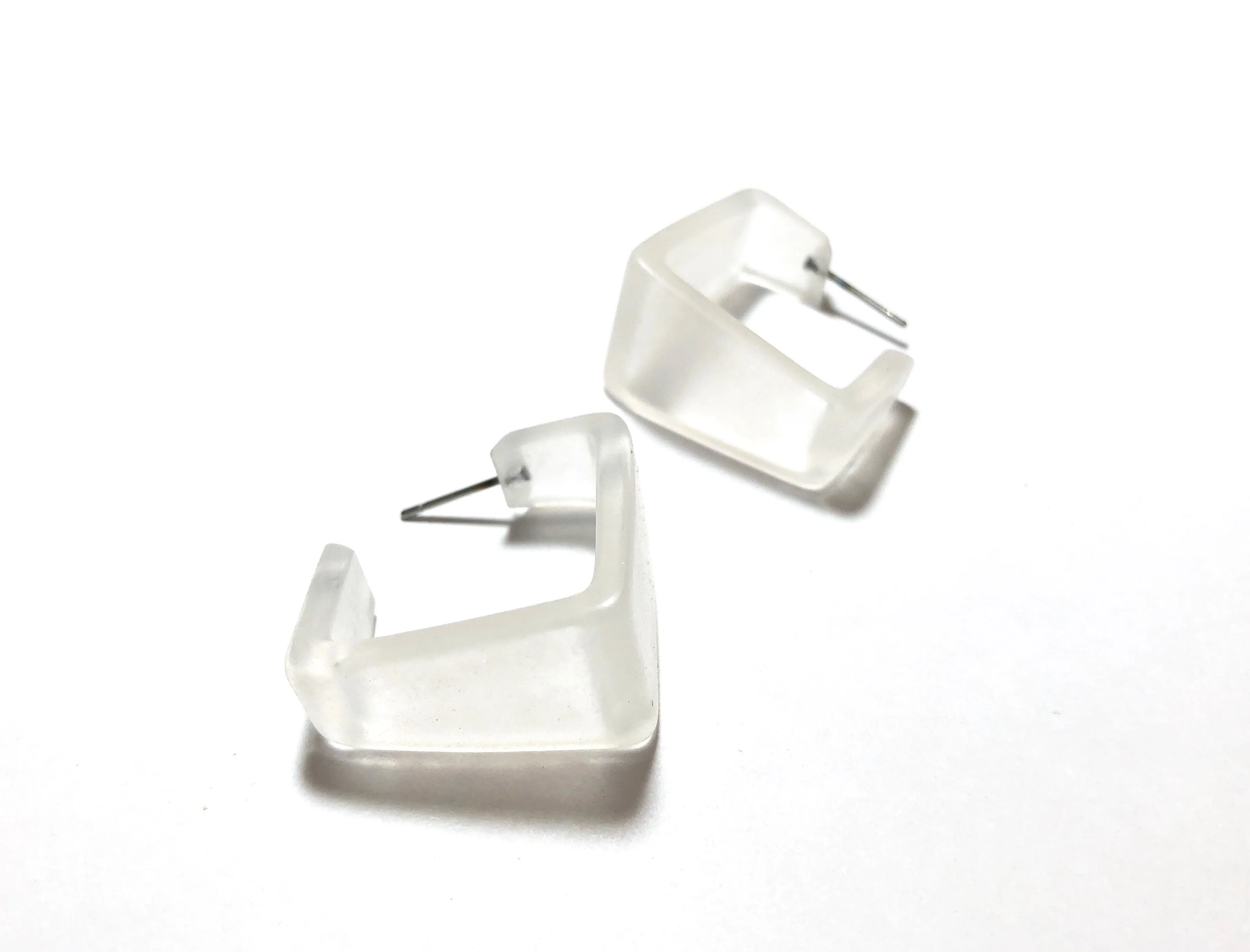 Wide Cubist Frosted Hoop Earrings