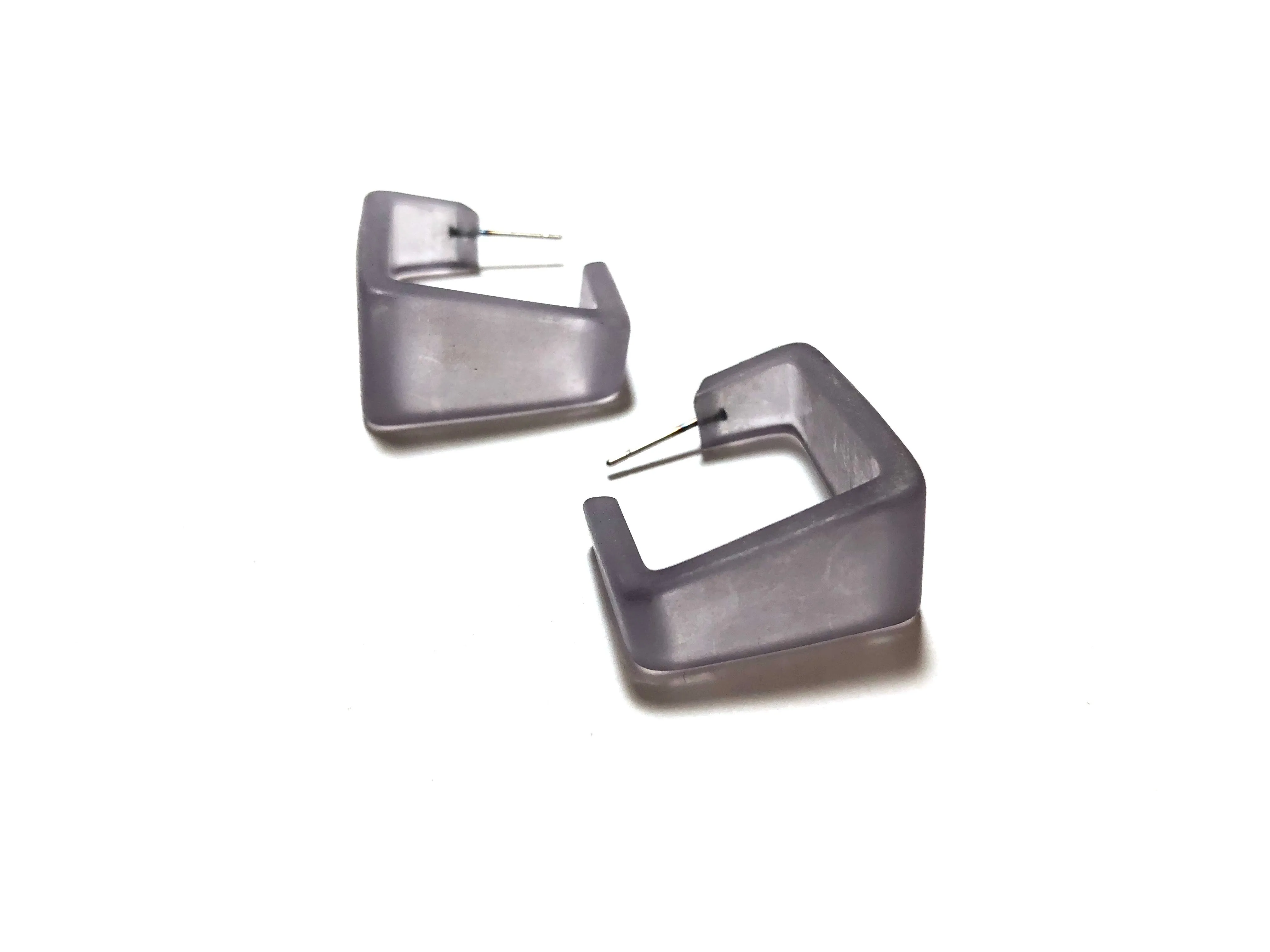 Wide Cubist Frosted Hoop Earrings