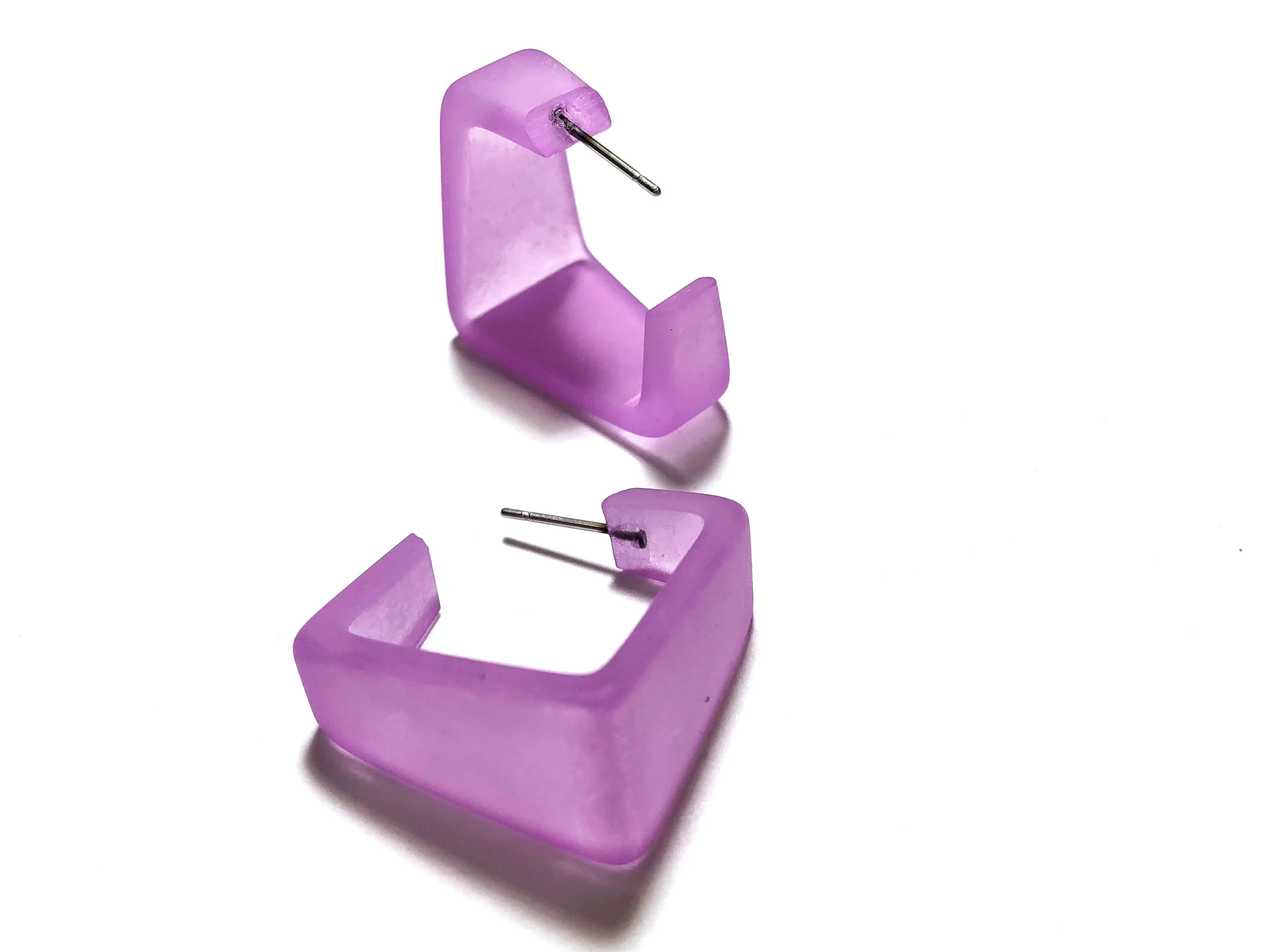 Wide Cubist Frosted Hoop Earrings