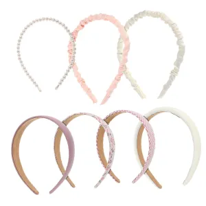 Wide Flower Pearl Headband Girls Headbands for Women Fashion Hair Band Sturdy Material 7 Pcs Set for Party Wedding Birthday