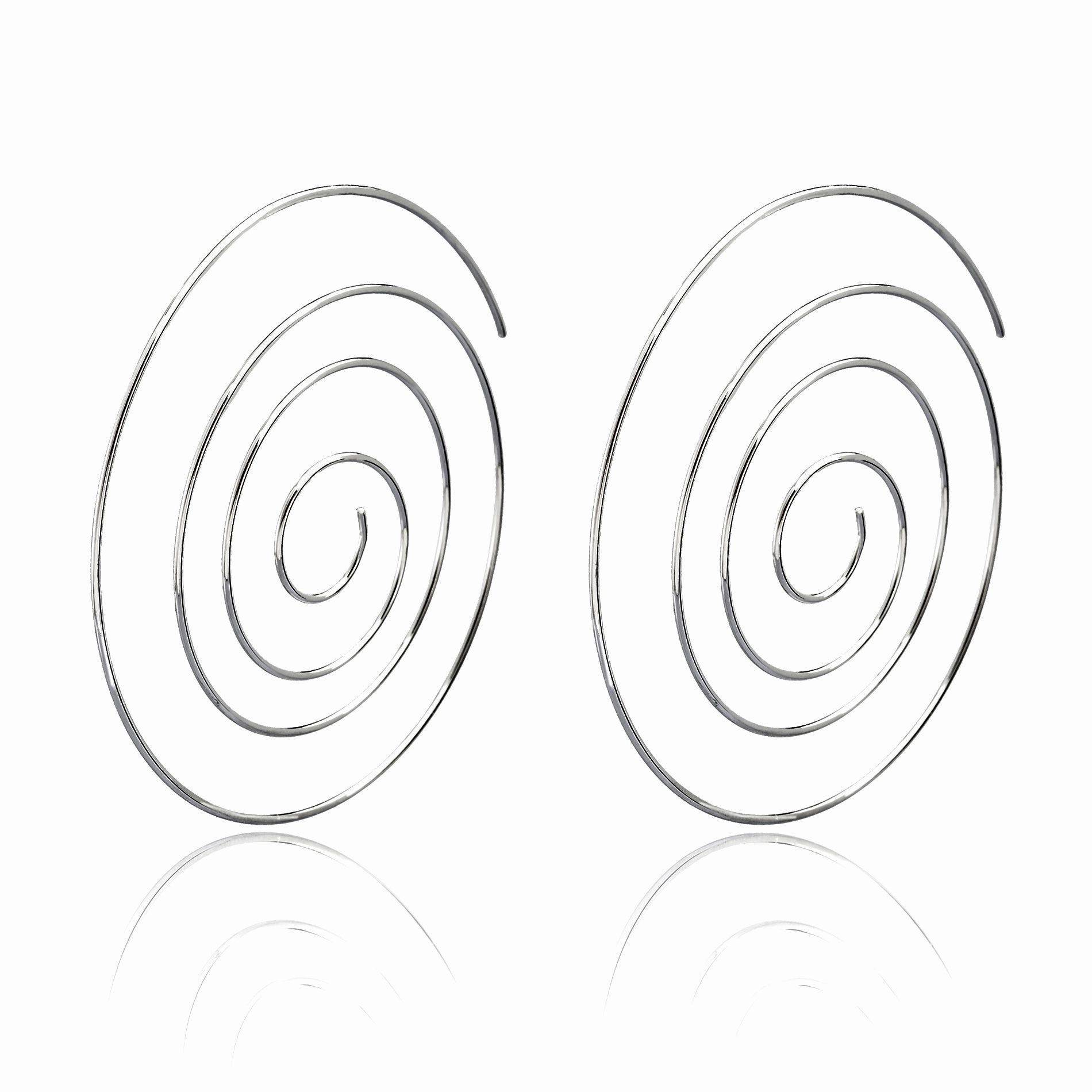 Social Trinket Willowbird Swirl Threader Earring in Rhodium Plated Brass