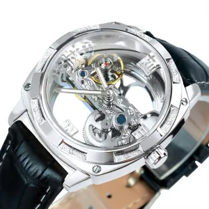 WINNER Luxury Transparent Skeleton Automatic Mechanical Watch Luminous Hands