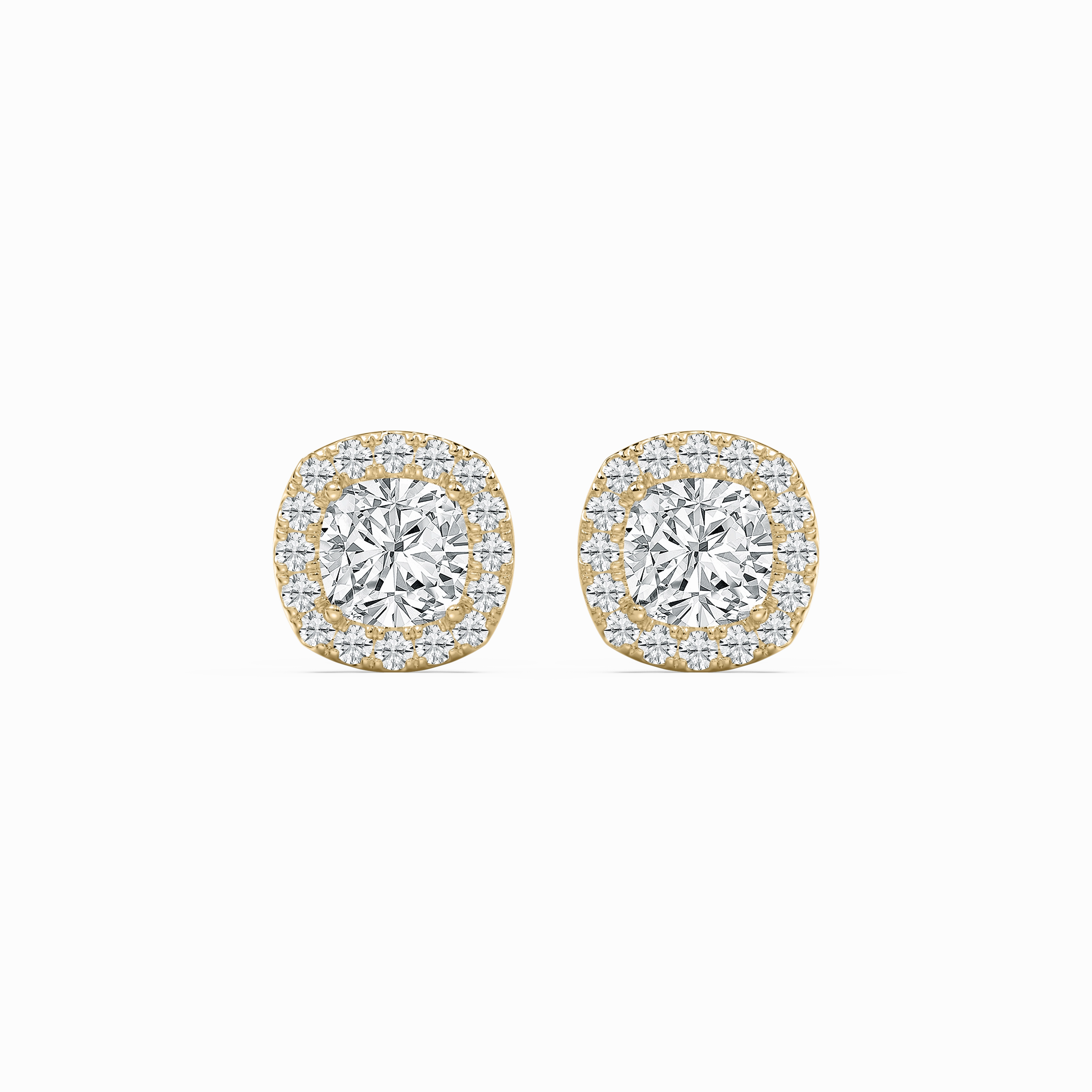 Cushion Lab Grown Diamond Martini Halo Stud Earrings Modern Finish Sturdy Accessory