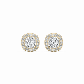 Star-Shaped Piece Cushion Lab Grown Diamond Martini Halo Stud Earrings