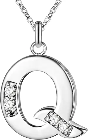 Women 26 Letter Pendant Necklaces Alphabet Initial Clavicle Chain Dainty Cubic Zirconia Promise Necklaces