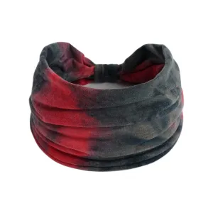 Women Casual Headband Stretchy Tie Dye Rainbow Color Widening Yoga Hairband Sports Elastic Sweat Absorbing Headband Sweat Head
