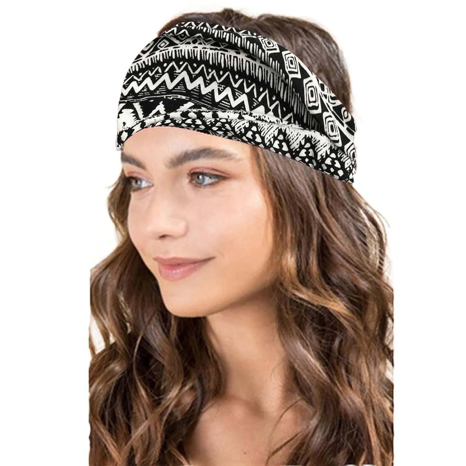 Women Casual Printing Yoga Hairband Sports Elastic Sweat Fitness Forehead Band Headwear Absorbing Headband Headband Sets