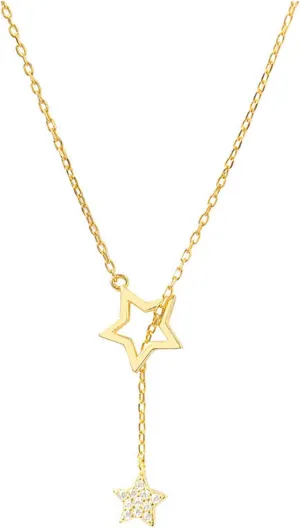 Women Elegant Necklace Multilayer Long Necklace Fashion Layered Star Necklace Pendant Collarbone Chain (Gold, One Size)