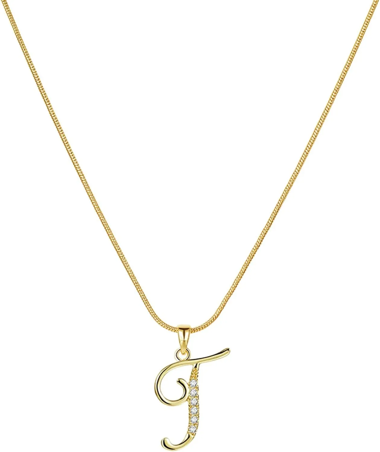 Women Initial Pendant Necklaces Alphabet Letter Clavicle Chain Dainty Cubic Zirconia Anniversary Necklaces