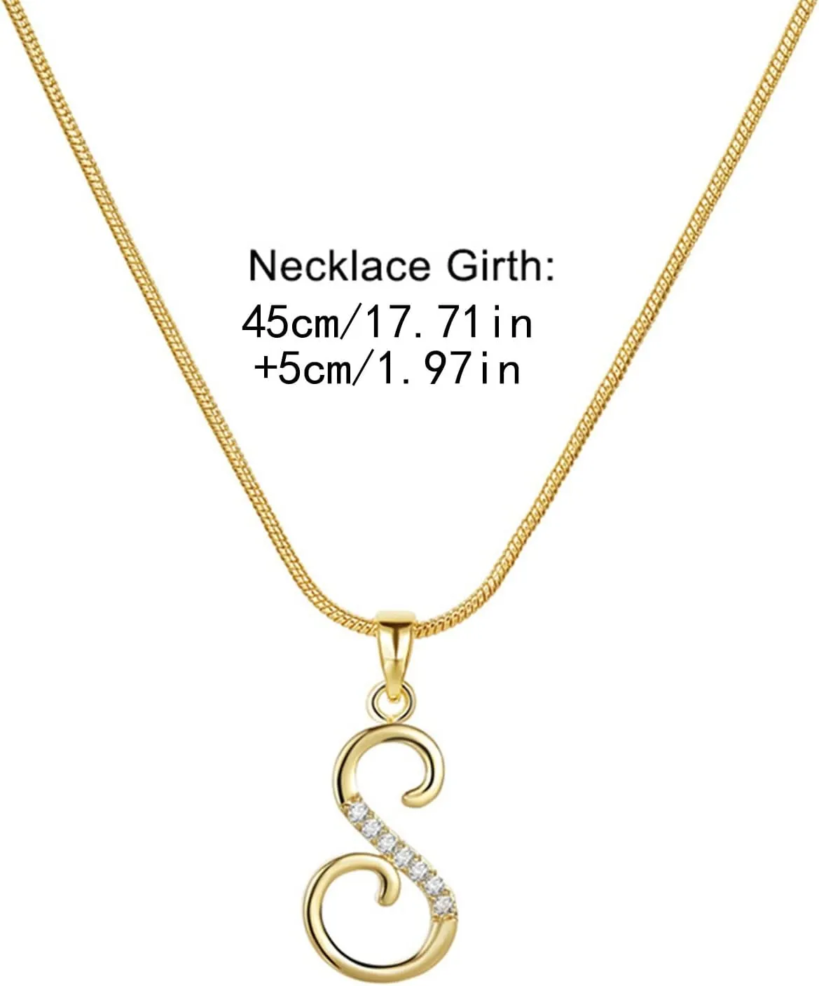 Women Initial Pendant Necklaces Alphabet Letter Clavicle Chain Dainty Cubic Zirconia Anniversary Necklaces