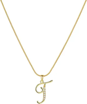 Women Initial Pendant Necklaces Alphabet Letter Clavicle Chain Dainty Cubic Zirconia Anniversary Necklaces
