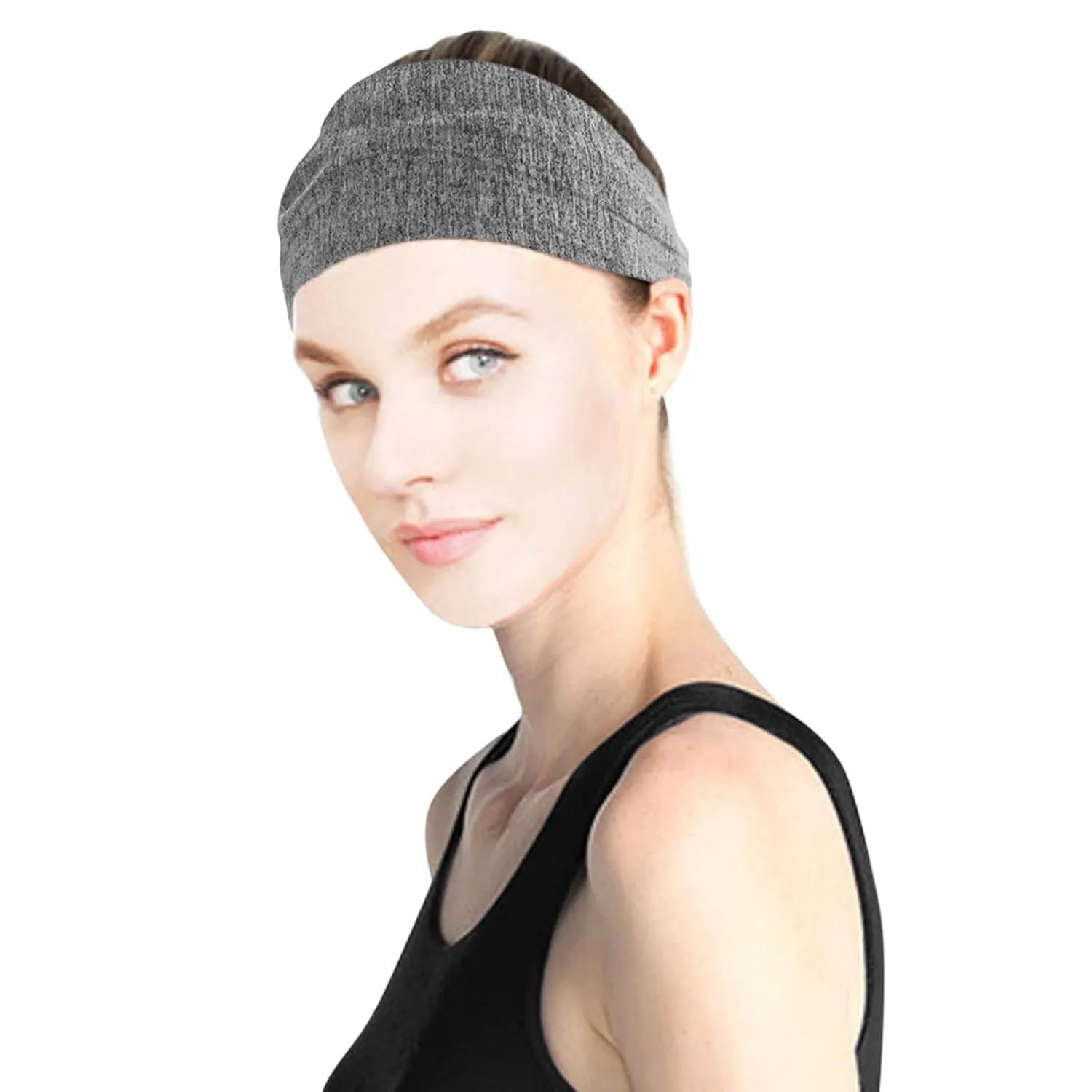 Women Knotted Turban Forehead Band Headwear Head Wrap Headband Wide Elastic Headband Sport Yoga Mens Metal Toothed Headband